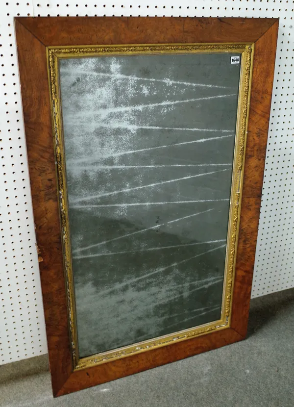A 19th century rectangular mirror with pollard oak frame and gilt slip, 127cm wide x 80cm high.