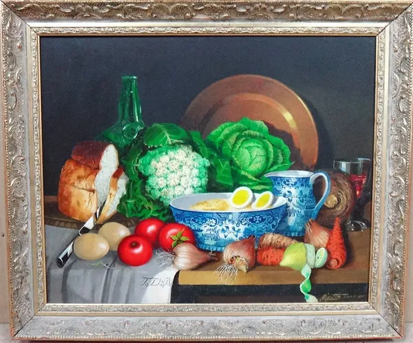 L Spittle, Still life studies, two, oil on board, both signed and dated 1975 and 1978, the larger 44cm x 54cm, (2).  E1