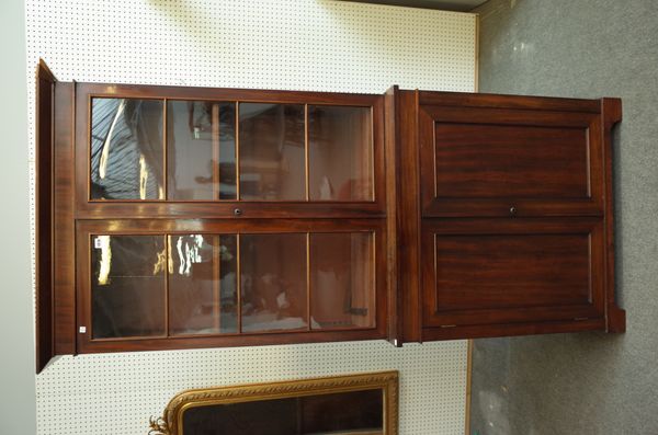 A 19th century mahogany bookcase cabinet, on plinth base, 99cm wide x 210cm high. A/S