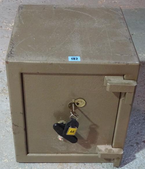 A 20th century cast iron safe, 36cm wide x 36cm deep x 41cm high.   BAY 3