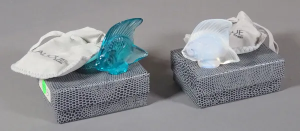 Lalique, a boxed fish ornament and another, (qty).   CAB