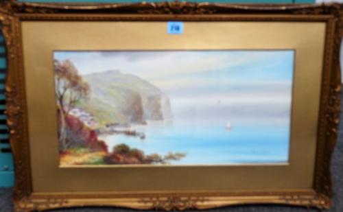 Garman Morris (fl.1900-1930), St Michael's Mount; Clovelly, a pair, watercolour and gouache, both signed, each 24.5cm x 50cm.  A6