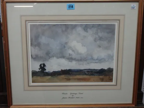 James Herbert Snell (1861-1935),  Clouds, Yalding, Kent, watercolour, signed, 35cm x 24.5cm.  ROST