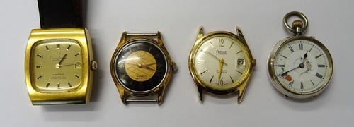 An Omega Constellation Automatic gilt metal fronted and steel backed wristwatch, the gilt dial with black baton numerals and with a date of the month