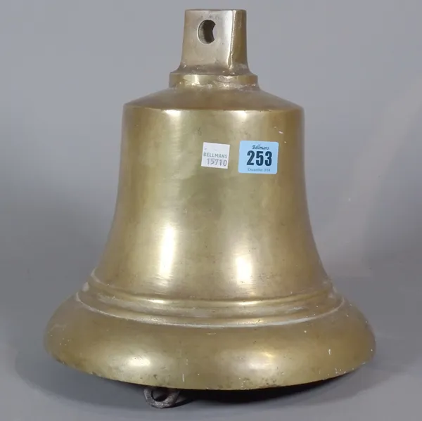 A large early 20th century bronze ships bell, 21cm high.   S2M