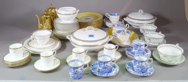Ceramics, including; Royal Crown Derby cups and saucers, crescent and sons part dinner service, Minton cups and saucers, Spode plates and sundry, (qty