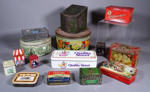Collectables, including; a quantity of mainly early 20th century decorative biscuit, chocolate, tobacco and sundry tins, (qty).   S4T