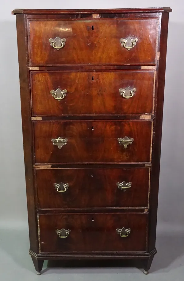 A Victorian mahogany tall chest with five graduated drawers on bracket feet, 71cm wide x 148cm high.    F9