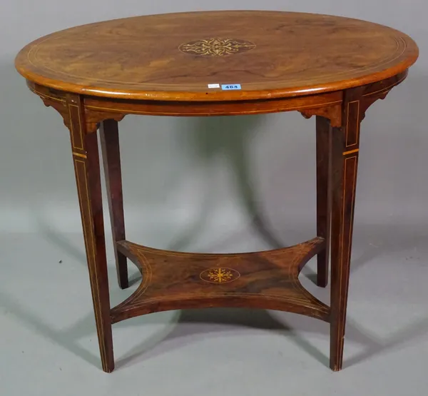An Edwardian rosewood oval side table, 75cm wide 64cm high.   E7