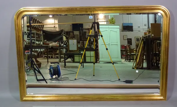A 20th century gilt framed rectangular wall mirror, 150cm wide x 100cm high.   K10