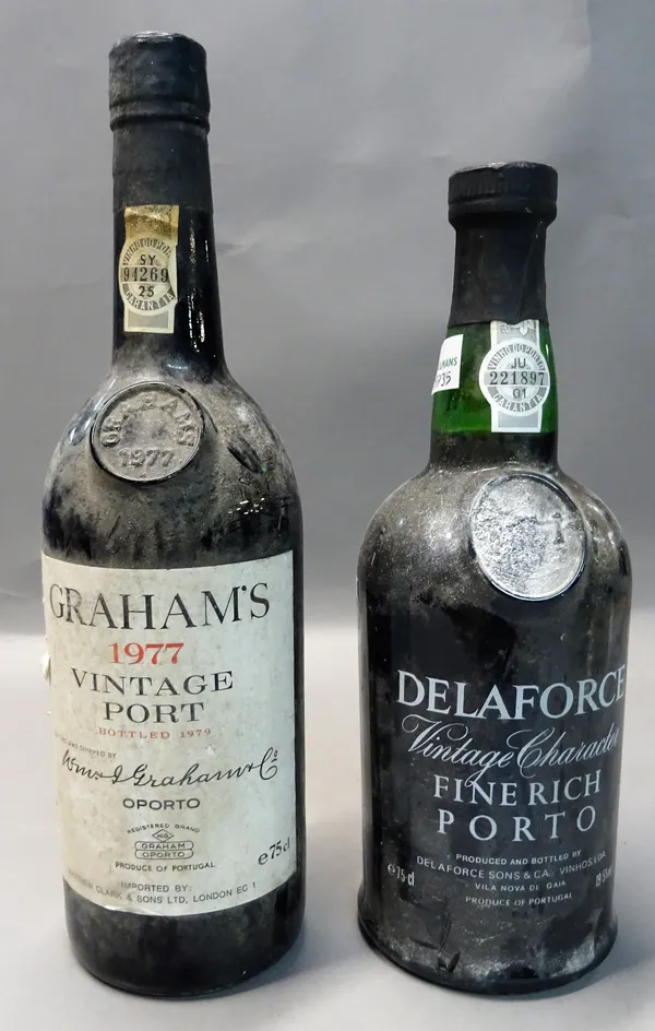 One 1977 Grahams vintage port and one Delaforce Vintage port. (2)