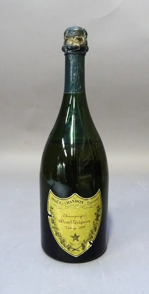 One bottle of 1959 Dom Perignon Vintage champagne. (Level at mid shoulder).
