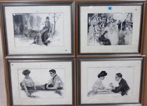 After Howard Chandler Christy, The child prodigy; Dreams of the future; A winning hand and Drifting by, four prints, (4).   H1