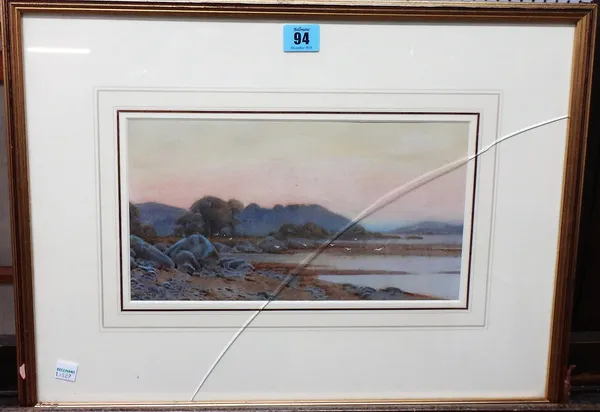 John Abernethy Lynas-Gray (1869-1940), Sunset in an estuary, watercolour, signed, 16cm x 29cm.  H1