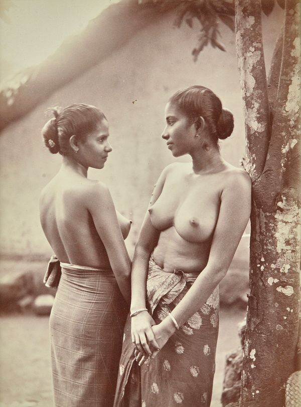 SKEEN & Co. portraits of a young girls, Ceylon, ca. 1880.  two albumen prints, pasted on board, and mounted within card boards, Skeen & Co. printed on
