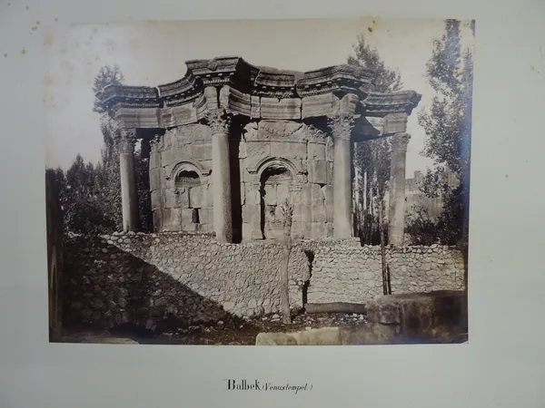 BAALBECK:  FELIX BONFILS  (1831 - 1885)  Four Views of Baalbeck, ca. 1880.  albumen prints, signed and numbered on the images of 'Venustemple', 'Sunte