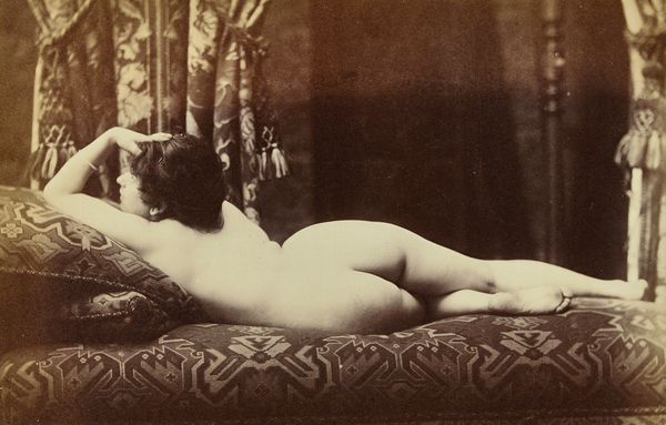 ANON:  Female Nude Studies, ca. 1900s.two albumen prints pasted on paper, mounted within card boards, the images Reclining Lady 19.2cm x 14.5cm and La