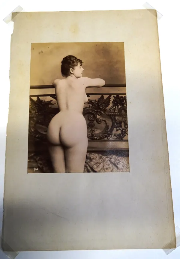 ANON:  Nude Lady, ca. 1900albumen print pasted on paper, numbered 712 lower l.h. on image, mounted within card boards, the image 13cm x 9.5cm, unframe
