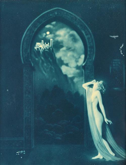 EDWARD SHERIFF CURTIS  (1868 - 1952)  Castle O Dreams, ca. 1920.blue-toned gelatin silver print, signed with Curtis LA copyright lower l.h. on the ima