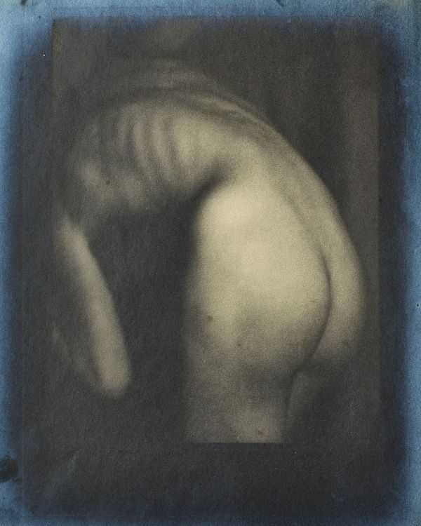 ANON:  Nude Torso, ca. 1920s - 1930s.gelatin silver print, pasted top l.h. and r.h corners to card board, further mounted within card boards, the imag