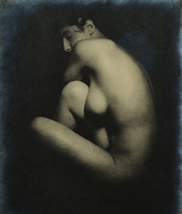 ANON:  Nude Studies, ca. 1930s.two gelatin silver prints, both numbered 2662 in pencil, with 'For RHP' in ink on versos, nude in curled position, 29cm