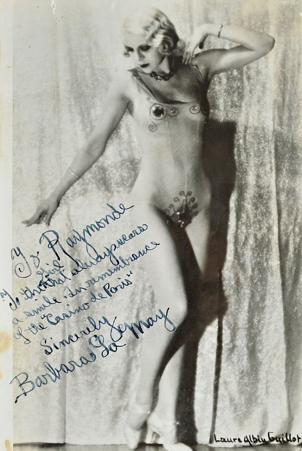 LAURA ALBIN - GUILLOT  (1879 - 1962)    publicity portrait of Barbara La May [American actress, contortionist] ca. 1930s.  signed by the photographer
