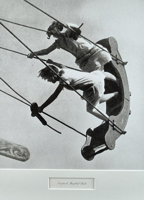 a group of 4 Fine Art Gallery Exhibition black and white photographs. 20th century reproductions, titled and mounted, Hampstead Heath 1940s fairground