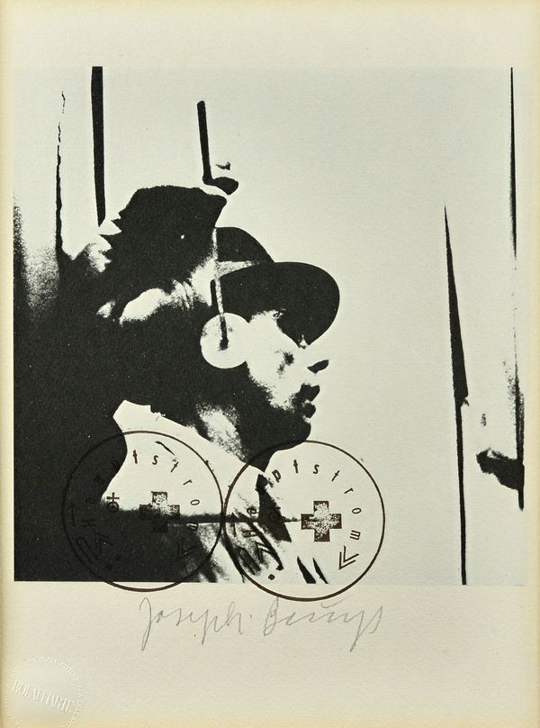 JOSEPH BEUYS  (1921-1986)  'L'Udito' 1974.  photolithograph, mounted and, signed,blindstamped Bolaffiarte, the original composition created in June 19