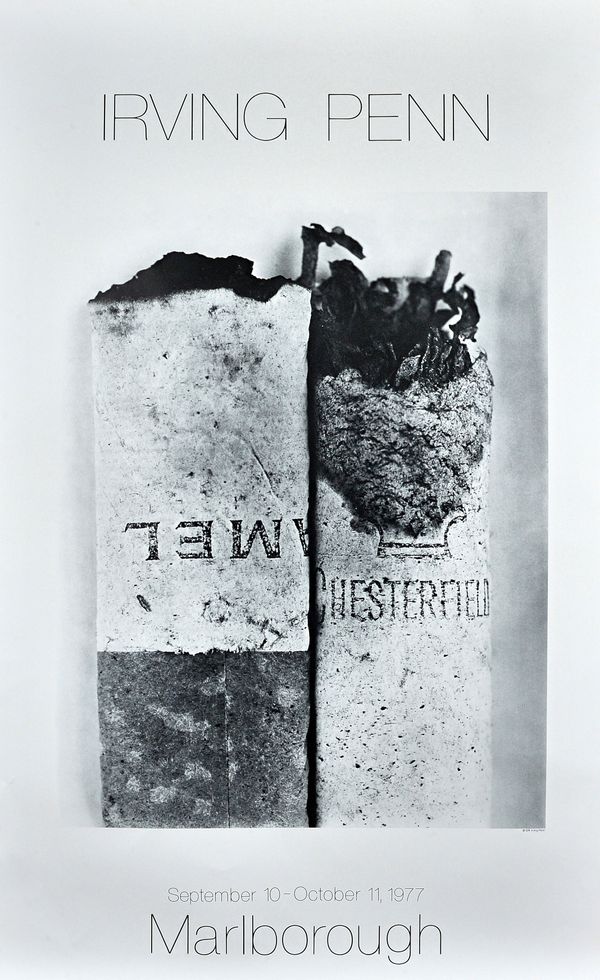 IRVING PENN  (1913 - 2009)  two Marlborough Gallery New York, posters, 1977.  Photographs in Platinum Metals 1947 - 1975, 89.3cm x 58.7cm, and Cigaret