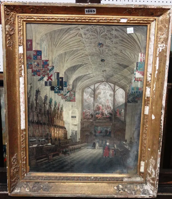 Circle of Frederick Nash, The Interior of St George's Chapel, Windsor, watercolour, 49cm x 35cm.