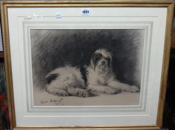 Cyril Roberts (1871-1949), Study of a dog, charcoal, signed and dated 1921, 31cvm x 43cm.DDS