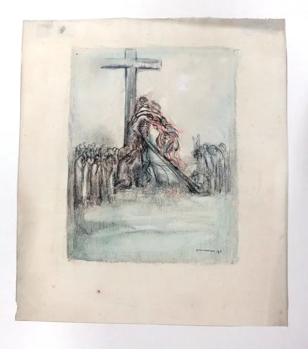 Jacob Kramer (1892-1962), The Descent from the Cross, pen, ink, charcoal and wash, signed and dated 1916, unframed, 20cm x 15cm. DDS