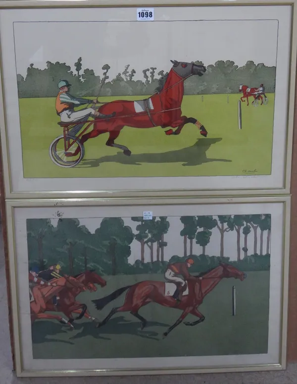 Charles Ancelin (1863-1940), Equestrian scenes, a set of ten chromolithographs with pochoir colouring, signed and numbered in pencil, each 30cm x 49cm