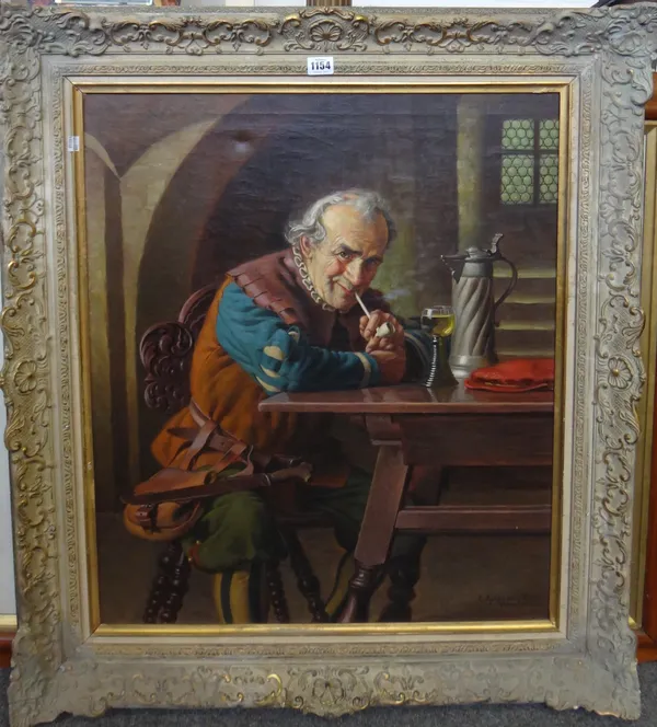 Emil Kuhlmann-Reher (1886-1956), The pipe smoker, oil on canvas,  signed and inscribed Munchen, 68cm x 57.5cm. DDS