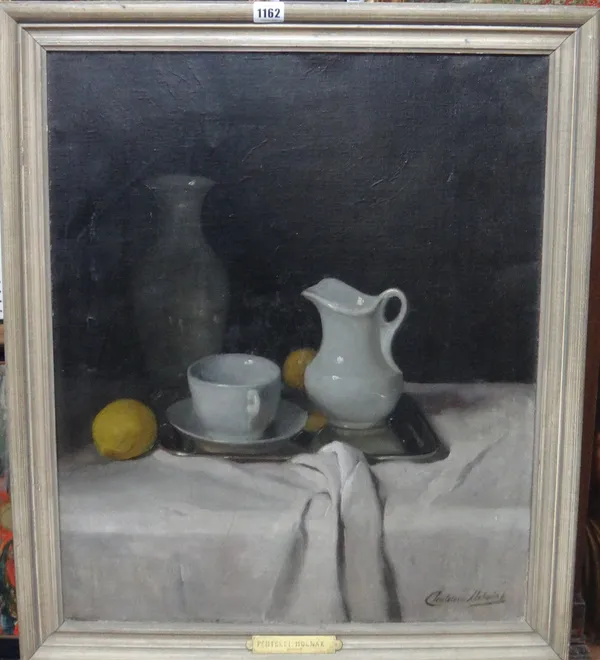 Attributed to Pentelei Molnar (early 20th century), Still life, oil on canvas, bears a signature, 65cm x 53cm.