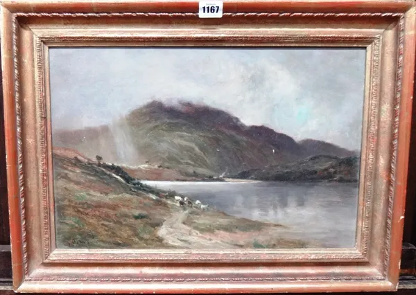 George W. Aikman (1831-1905), Loch scene, oil on canvas, signed, 29cm x 44cm.