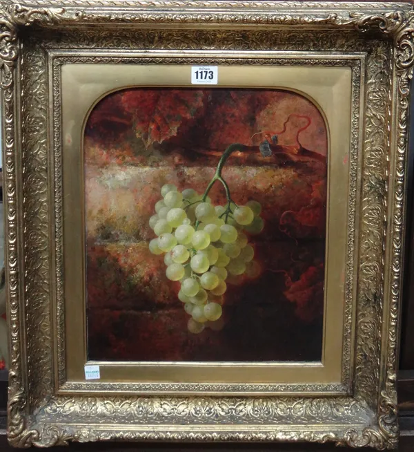 Thomas Whittle junior (fl.1856-1897), Still life of white grapes on a vine, oil on canvas, signed and dated 1878, 35cm x 30cm. 40
