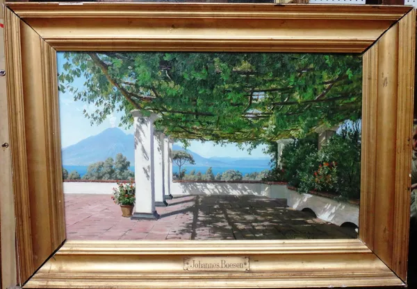 Johannes Boesen (1847-1916), Vesuvius from Sorrento, oil on canvas, signed, 32cm x 51cm.