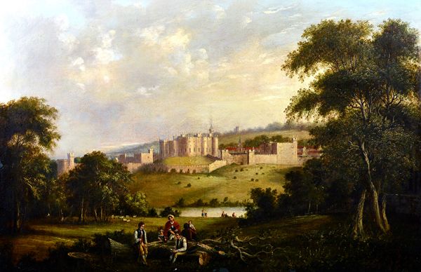 English School (19th century), Alnwick Castle, oil on canvas, 60cm x 91cm.  Illustrated