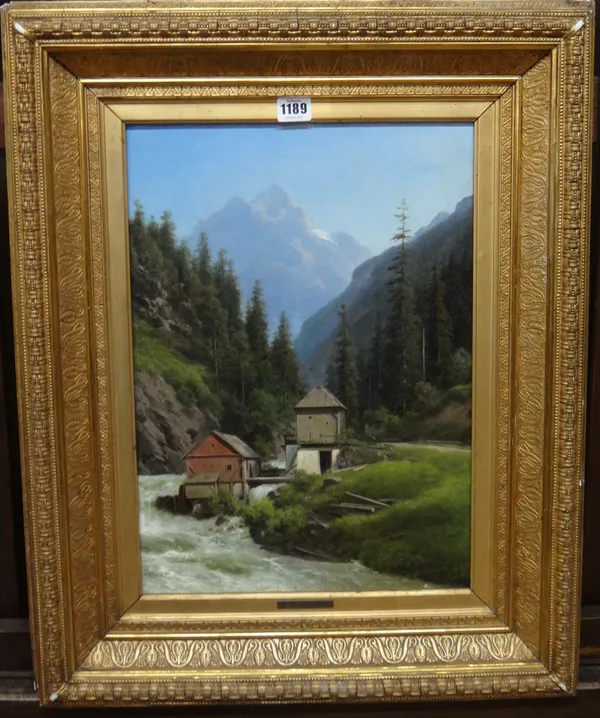 Emilie Libert (19th century), An Alpine Watermill, oil on canvas, 46cm x 32cm.