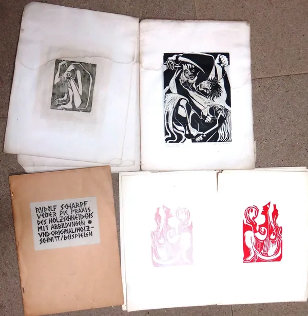 A small group of assorted German woodcut prints, unframed.(qty)  CAB