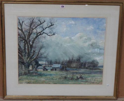 C. J. Thornton (20th century), Landscape with watermill, watercolour and gouache, signed, 49cm x 62cm.; together with a further watercolour by another