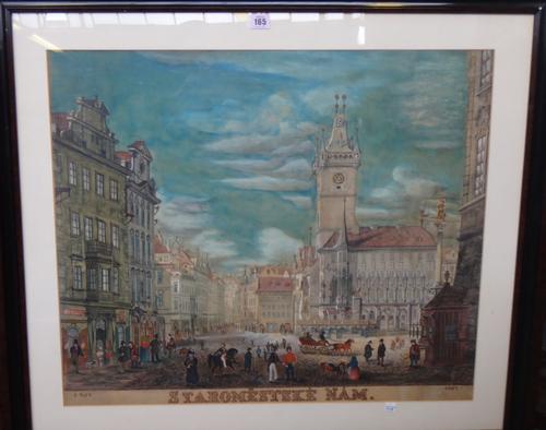 After K. Rak (19th century), Starometske Nam, pen, ink and watercolour, inscribed, 60cm x 71cm.  C1