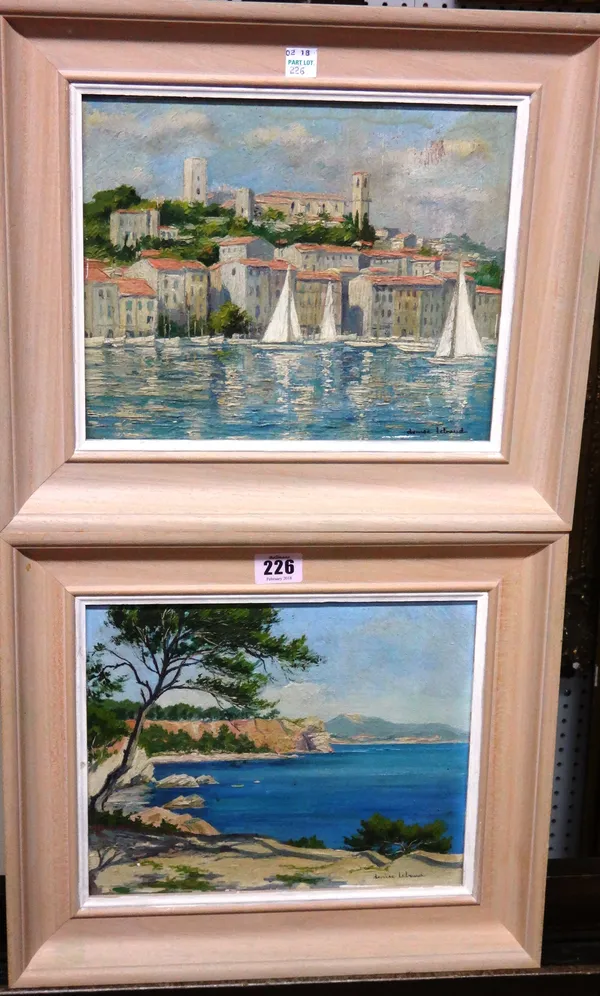 Denise Lebaud (20th century), Cannes et le Souquet; Falaises de St Marguerite, a pair, oil on board, both signed, each 20.5cm x 26.5cm.(2)  D9