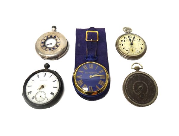 A gentleman's silver cased keyless wind, half hunting cased pocket watch, import mark, London 1918, a gentleman's silver cased key wind open faced poc