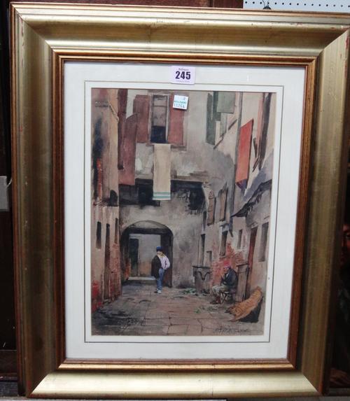 John Blake McDonald (1829-1901), A back street, Venice, watercolour, signed, 34cm x 23.5cm.  A8