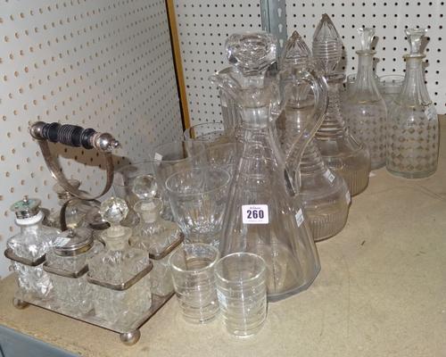 Glassware comprising; 20th century and later wine goblets, decanters tumblers, cruet stand and sundry, (qty)  S4