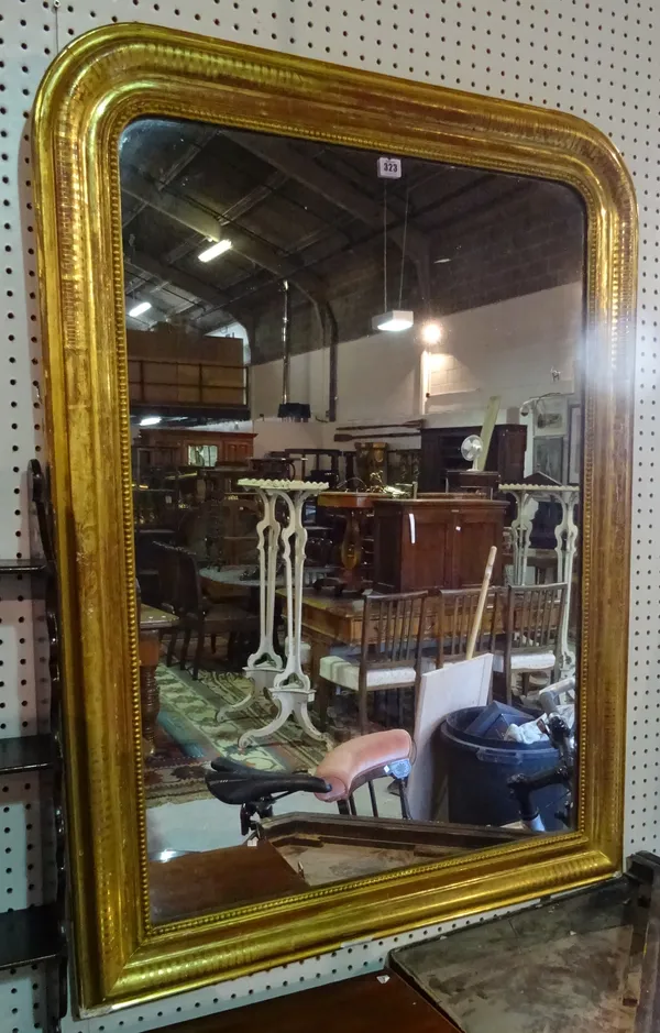 A Victorian rectangular gilt rectangular framed wall mirror, 86cm wide x 120cm high.  A7