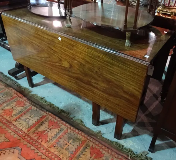 A George III padouk drop flap dining table on chamfered square supports, 115cm wide.  E6