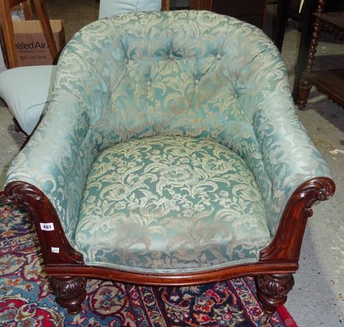 A Victorian mahogany framed button back nursery chair and another similar, (2).  J5